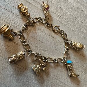 Vintage Gold Tone Charm Bracelet